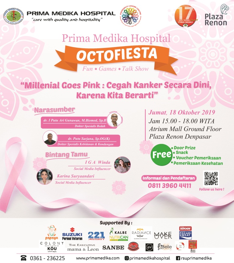 Talkshow Kesehatan dalam serangkaian HUT 17th Prima Medika Hospital dengan tema "Millenial Goes Pink : Cegah Kanker Secara Dini, Karena Kita Berarti" .